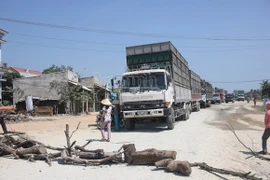 Quảng Ngãi: Dân vác gỗ chặn đường, hàng trăm ô tô mắc kẹt trên QL 24