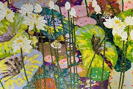 Phật tử đạo tràng vẽ hoa sen