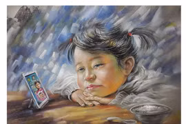 Rưng rưng nét vẽ trẻ mồ côi trong đại dịch