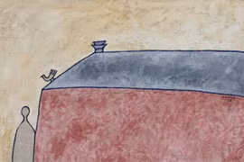 Tranh tối giản Lê Thiết Cương dựa trên những vần thơ "Bến lạ" của Đặng Đình Hưng