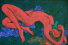 Tranh nude khắc gỗ của Trần Giang Nam