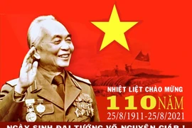 Hà Nội trang hoàng đường phố kỷ niệm 110 năm Ngày sinh Đại tướng Võ Nguyên Giáp