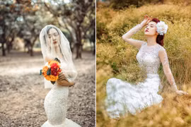 Ca sĩ Lê Thuỳ Linh "tung" ảnh cô dâu quyến rũ