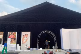 Cận cảnh rạp cưới hoành tráng của Đoàn Văn Hậu ở Thái Bình