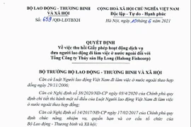 Thu hồi giấy phép một doanh nghiệp xuất khẩu lao động do vi phạm quy định