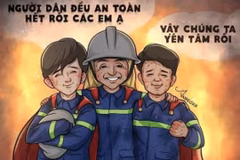 Những bức tranh lay động lòng người tri ân 3 chiến sĩ cảnh sát hy sinh khi chữa cháy