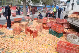 Xe tải lật khiến góc phố tráng một lớp trứng dày