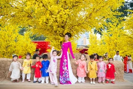 Diễn viên Kim Phượng nữ tính trong bộ ảnh áo dài khoe sắc đón Xuân