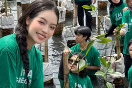 "Hoa hậu Quốc tế 2024" Thanh Thủy "trồng cây gây rừng" tại Indonesia