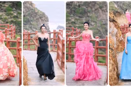 Dàn thí sinh trình diễn thời trang tại thiên đường biển Eo Gió