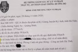Không có chuyện xe ô tô vi phạm tốc độ 277 km/h ở Hà Tĩnh
