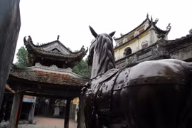 Cận cảnh ngựa "lạ" xuất hiện ở đền Phù Đổng