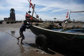 Nước biển xâm thực đã “giật” đổ tháp chuông biển Hải Hậu 