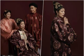 NSND Hồng Vân và 2 người con đáng yêu trong bộ ảnh Việt phục