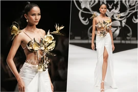 H’Hen Niê trình diễn trang phục bằng đồng, mạ vàng 24k 