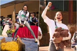 Hoa hậu H’Hen Niê giã bột, làm bánh dày cùng bà con tại Yên Bái