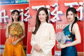 Sao Việt diện trang phục truyền thống đến chúc mừng Huỳnh Lập và Phương Mỹ Chi 