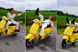 Nam thanh niên buông tay, bịt mặt "làm xiếc" lái xe bị phạt 6 triệu đồng