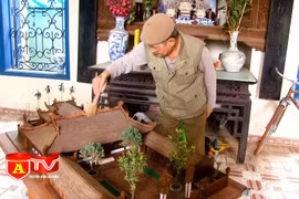 Độc đáo mô hình đình làng bằng gỗ siêu nhỏ