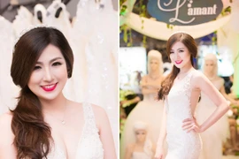Á hậu Tú Anh khéo khoe vòng 1 căng tròn cùng váy cưới