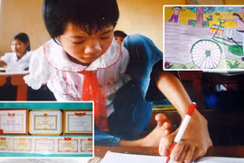 Em bé viết chữ bằng chân và ước mơ làm cô giáo