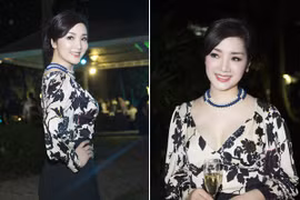 Hoa hậu Giáng My sang trọng dự tiệc mời của Lãnh sự quán Pháp