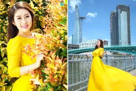MC Kim Trang “thả dáng” kiêu kỳ với đầm vàng rực rỡ