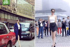 Ngọc Trinh khoe chân dài trên phố Hồng Kông