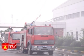 Diễn tập phương án chữa cháy tại Khu công nghiệp Nội Bài