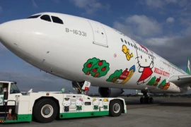 Ngộ nghĩnh máy bay in hình chú mèo Hello Kitty
