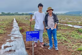 [ẢNH] Không thi đấu, Công Phượng, Xuân Trường tất bật đi... trồng sầu riêng