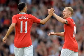 Scholes trở lại hỗ trợ Giggs buổi tập của Man Utd