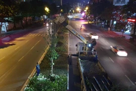 Bắt đầu đánh chuyển, thay thế cây phong trên đường Nguyễn Chí Thanh và Trần Duy Hưng
