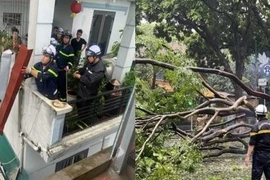 Kiên cường sắc áo lính trong cơn bão số 3 về Hà Nội