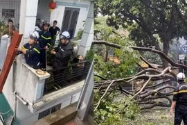 Kiên cường sắc áo lính trong cơn bão số 3 về Hà Nội