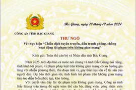 Giám đốc Công an tỉnh Bắc Giang gửi Thư ngỏ đề nghị người dân phối hợp Chiến dịch phòng, chống hoạt động tội phạm trên không gian mạng