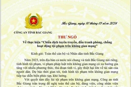 Giám đốc Công an tỉnh Bắc Giang gửi Thư ngỏ đề nghị người dân phối hợp Chiến dịch phòng, chống hoạt động tội phạm trên không gian mạng