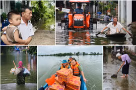 Cận cảnh cuộc sống trong vùng nước lũ ở Chương Mỹ
