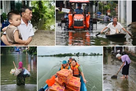 Cận cảnh cuộc sống trong vùng nước lũ ở Chương Mỹ