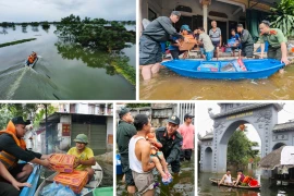 Công an Thủ đô chia sẻ khó khăn với đồng bào vùng mưa lũ Chương Mỹ