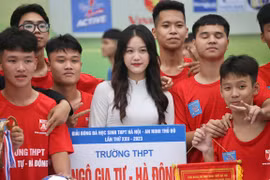 Toàn cảnh lễ khai mạc giải bóng đá học sinh THPT Hà Nội - An ninh Thủ đô 2023