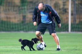 HLV Park gây sốt khi chơi bóng cùng "người bạn" đặc biệt