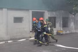 Diễn tập phòng cháy, cứu nạn tại công ty cổ phần may Sơn Hà 