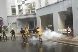 Thực tập phương án chữa cháy khu tái định cư ở quận Đống Đa 