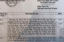 Đáp án thi học kỳ I lớp 9 quận Cầu Giấy, Hà Nội: Đính chính rồi vẫn lỗi