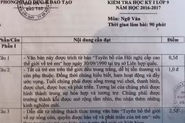 Đáp án thi học kỳ I lớp 9 quận Cầu Giấy, Hà Nội: Đính chính rồi vẫn lỗi