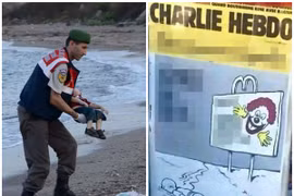 Charlie Hebdo "gây bão dư luận" khi xuất bản ấn phẩm chế giễu cái chết của cậu bé Syria