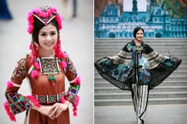 Hoa hậu Ngọc Hân lộng lẫy trong trang phục thổ cẩm