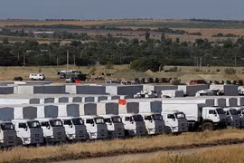 16 xe hàng viện trợ nhân đạo đầu tiên của Nga lên đường sang Ukraine