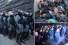 Đặc nhiệm Ukraine bị ép quỳ gối xin lỗi người biểu tình